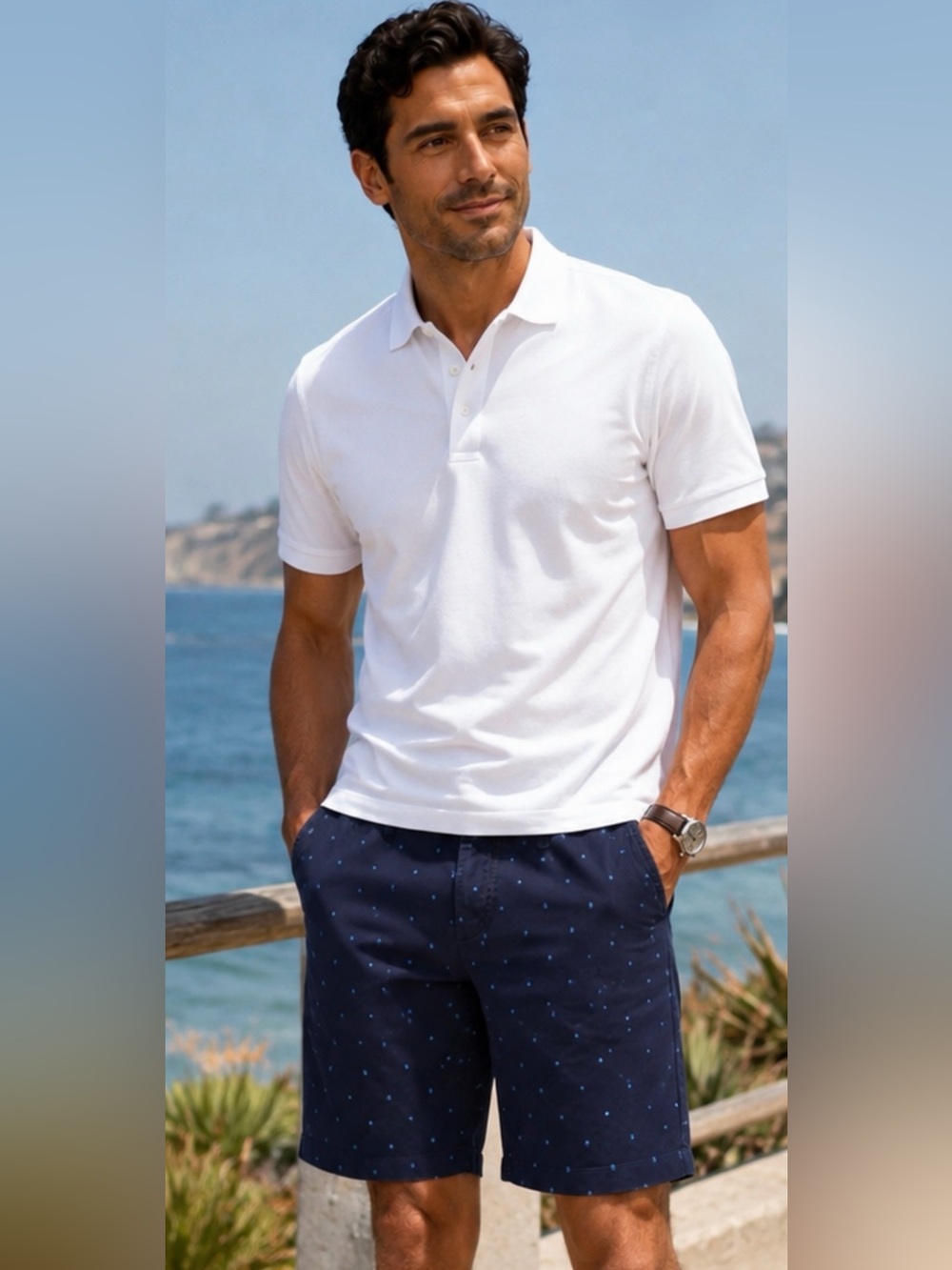 Scotch & Soda Stuart Shorts Men 33 Navy Chino Printed Twill
